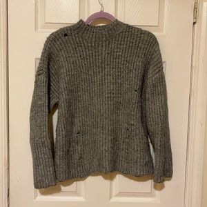 Distressed mock neck knit sweater - Cozy!